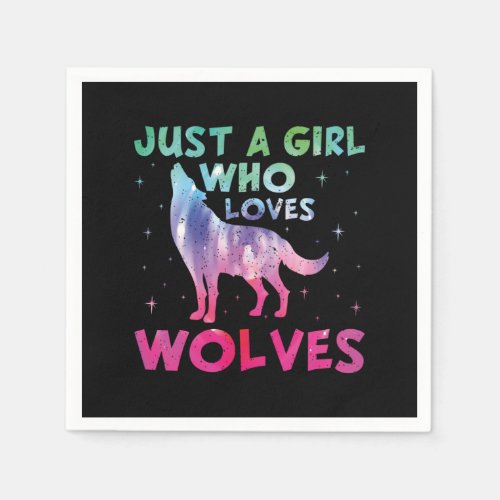 Just A Girl Who Loves Wolves Watercolor Napkins