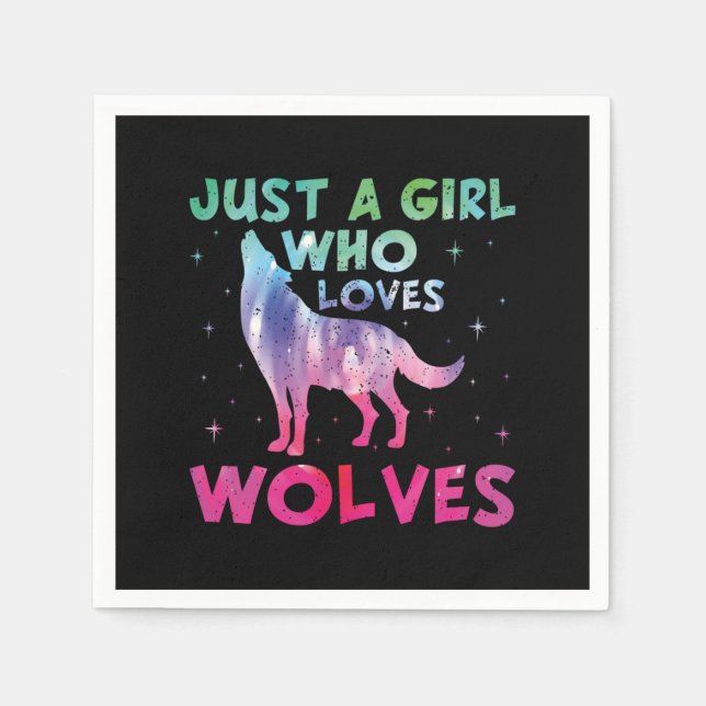 Just A Girl Who Loves Wolves Watercolor Napkins (Front)
