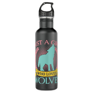 Just A Girl Who Loves Wolves Watercolor Style Teen Stainless Steel Water Bottle