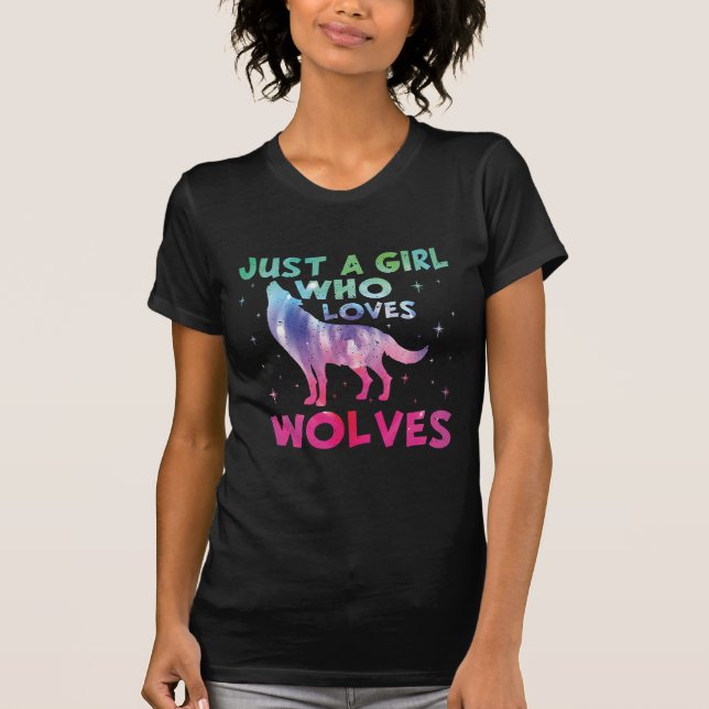 Just A Girl Who Loves Wolves Watercolor T-Shirt (Front)