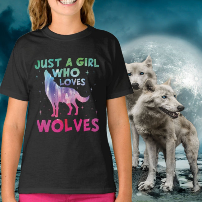 Just A Girl Who Loves Wolves Watercolor T-Shirt