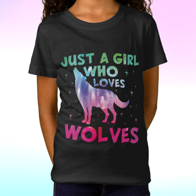 Just A Girl Who Loves Wolves Watercolor T-Shirt