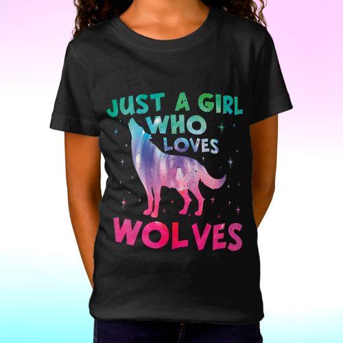Just A Girl Who Loves Wolves Watercolor T_Shirt