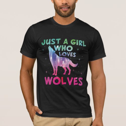 Just A Girl Who Loves Wolves Watercolor T_Shirt