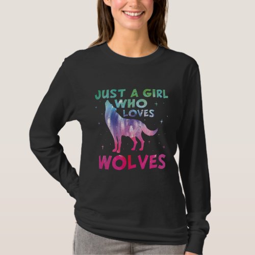 Just A Girl Who Loves Wolves Watercolor T_Shirt