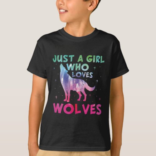 Just A Girl Who Loves Wolves Watercolor T_Shirt