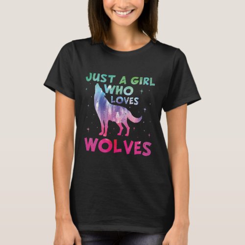 Just A Girl Who Loves Wolves Watercolor T_Shirt