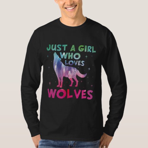 Just A Girl Who Loves Wolves Watercolor T_Shirt