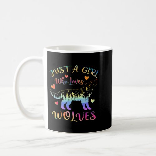 Just a Girl Who Loves Wolves Watercolor Wild wolf  Coffee Mug