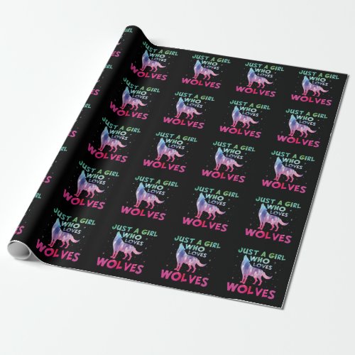 Just A Girl Who Loves Wolves Watercolor Wrapping Paper