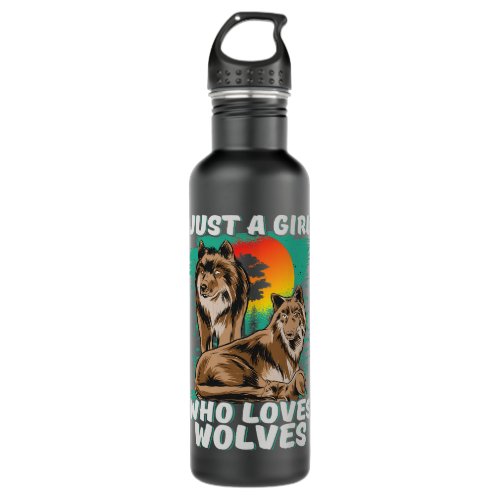 Just A Girl Who Loves Wolves Wolf love Stainless Steel Water Bottle
