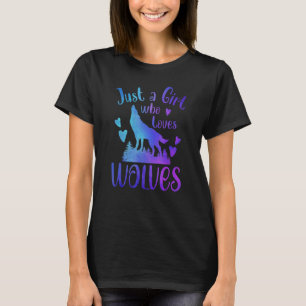 Just A Girl Who Loves Wolves Wolf Moon Vintage Gr T-Shirt