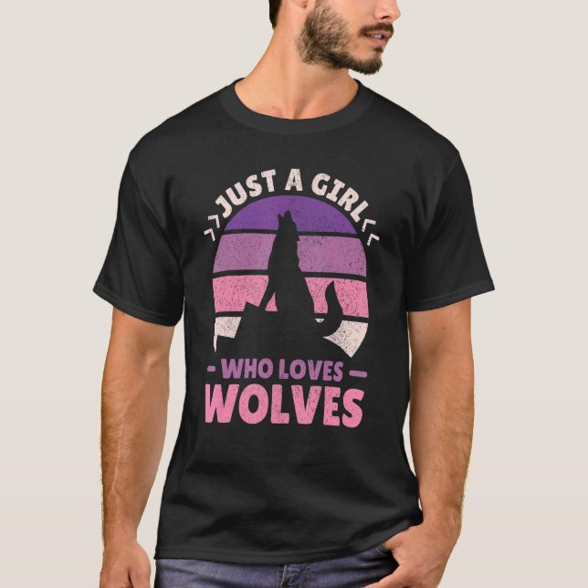 Just A Girl Who Loves Wolves Women Wolf Stuff Teen T-Shirt (Front)