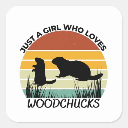 Just a girl who loves woodchucks square sticker