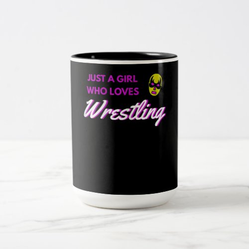 Just a Girl Who Loves Wrestling Costume Gift Two_Tone Coffee Mug