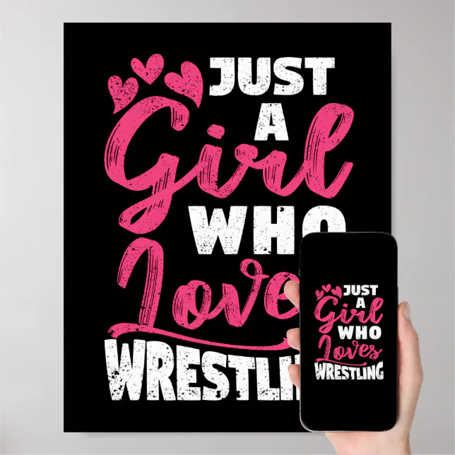 T-shirt 'Just A Girl Who Loves Wrestling' - Masque Lucha, Unisexe, Noir, Manches Courtes