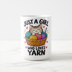 Just a Girl Who Loves Yarn Cute Cat Crochet Lover Coffee Mug