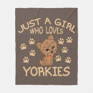Just a Girl Who Loves Yorkies Fleece Blanket