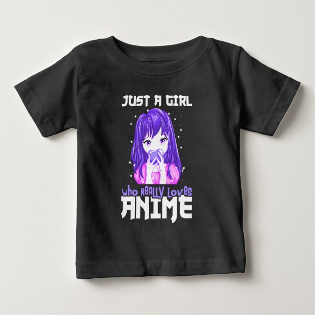 Just A Girl Who Really Loves Anime in Purple Baby T-Shirt (Front)