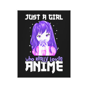 Just A Girl Who Really Loves Anime in Purple Canvas Print