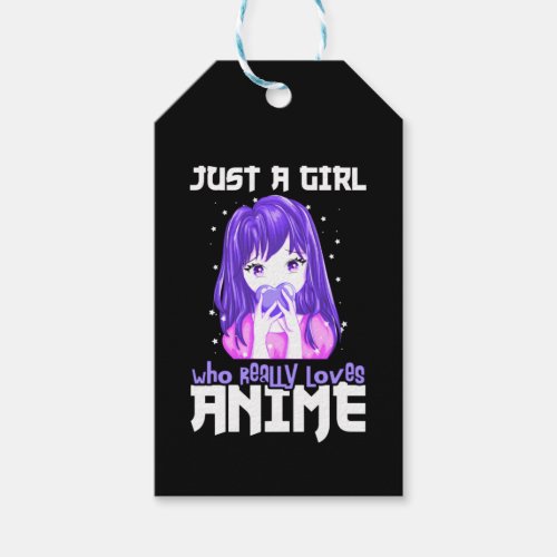 Just A Girl Who Really Loves Anime in Purple Gift Tags