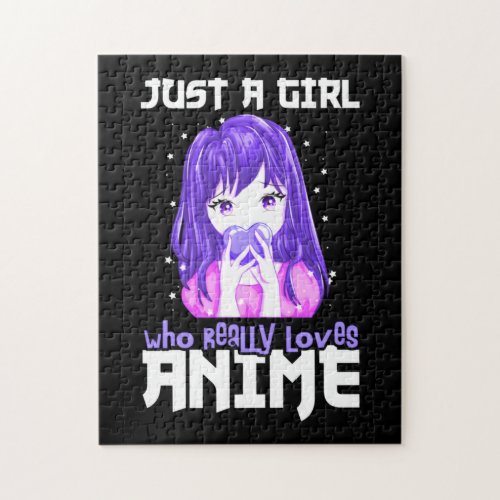 Just A Girl Who Really Loves Anime in Purple Jigsaw Puzzle