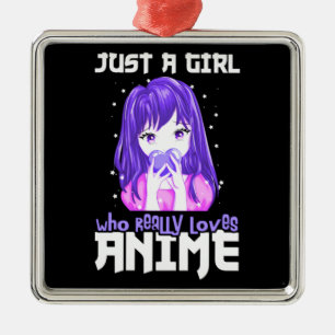 Just A Girl Who Really Loves Anime in Purple Metal Ornament