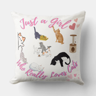 Just A Girl Who Really Loves Cats Throw Pillow