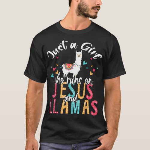 Just A Girl Who Runs On Jesus And Llamas Christian T_Shirt