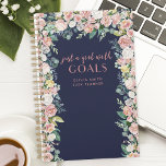 Just A Girl With Goals Floral Personalized Planner<br><div class="desc">Cute motivational quote planner for women. Brush hand lettered script typography that says "Just a girl with goals".  Surrounded by watercolor florals on a navy blue background. Personalize this custom design with your own name,  text,  and year.</div>