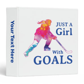 Just a Girl with Goals Hockey Watercolor School 3 Ring Binder