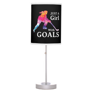 Just a Girl With Goals Hockey Watercolor Table Lam Table Lamp