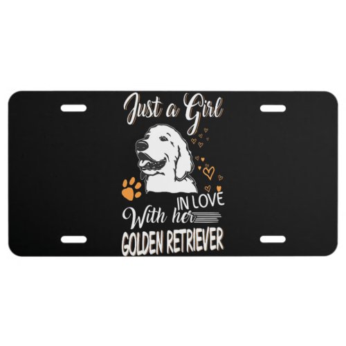 Just A Girl With Her In Love Golden Retriever License Plate