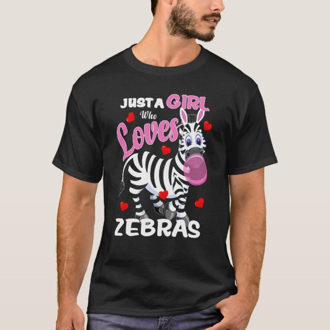 Just A Girl Zebra Fun Zoo Cute Zebra Bubble Gum T-Shirt (Front)