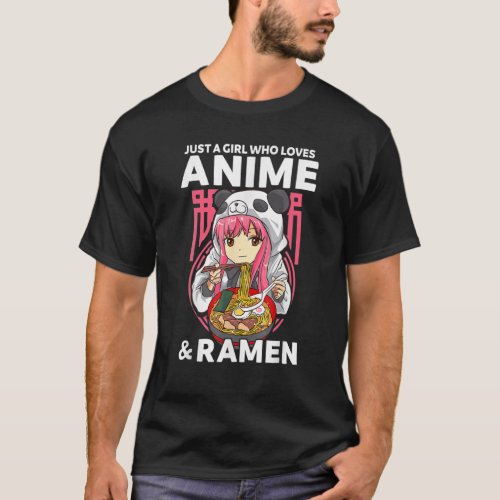 Just A Girls Who Loves Anime And Ramen Bowl Panda T_Shirt