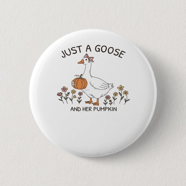 Just a Goose and Her Pumpkin Classic T-Shirt Button (Front)