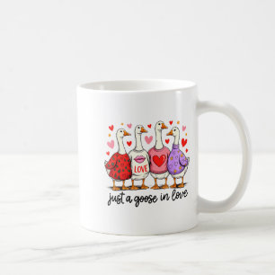 Just A Goose In Love Cute Valentine Coquette Bow G Coffee Mug
