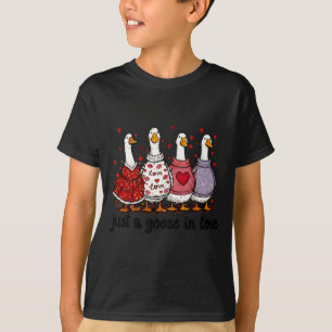 Just A Goose In Love Valentine Funny Goose Men Wom T-Shirt