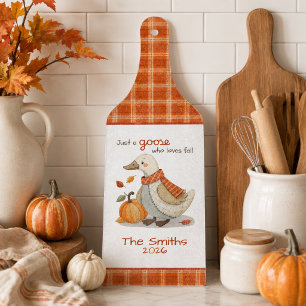 Just a Goose Who Loves Fall Whimsical Personalized Cutting Board