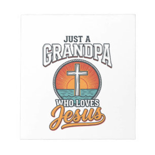 Just A Grandpa Who Loves Jesus Vintage Cross Shirt Notepad