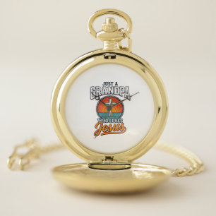 Just A Grandpa Who Loves Jesus Vintage Cross Shirt Pocket Watch