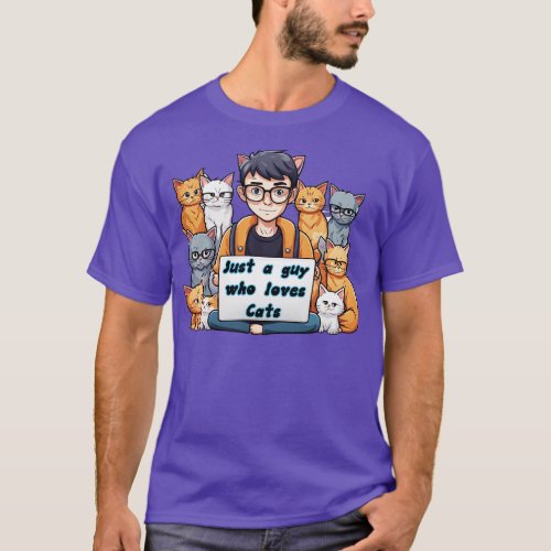 Just a guy who loves Cats and laptop T_Shirt