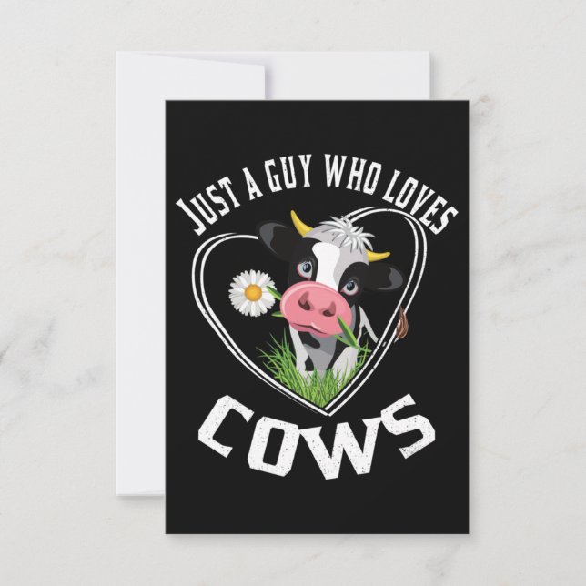 Just a guy who loves cows, cow lover Essential Note Card (Front)