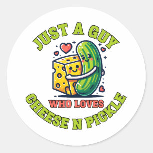 Just a guy who loves pickle classic round sticker