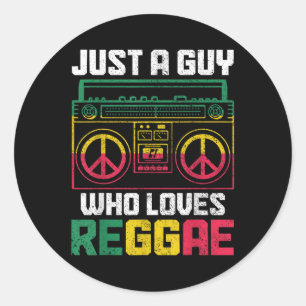 Just A Guy Who Loves Reggae Music Jamaica Vintage Classic Round Sticker