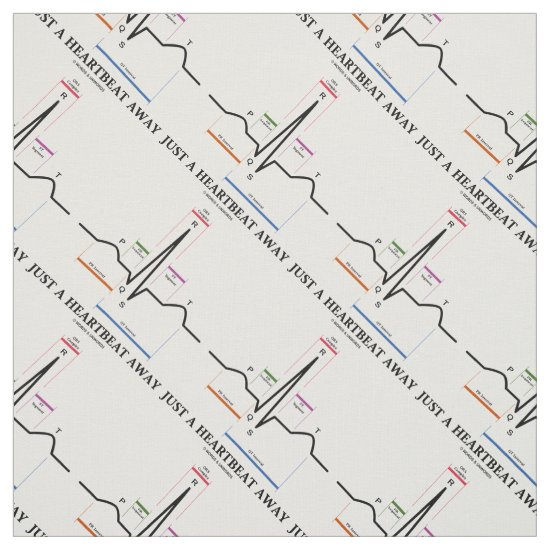 Just A Heartbeat Away Electrocardiogram EKG Humor Fabric