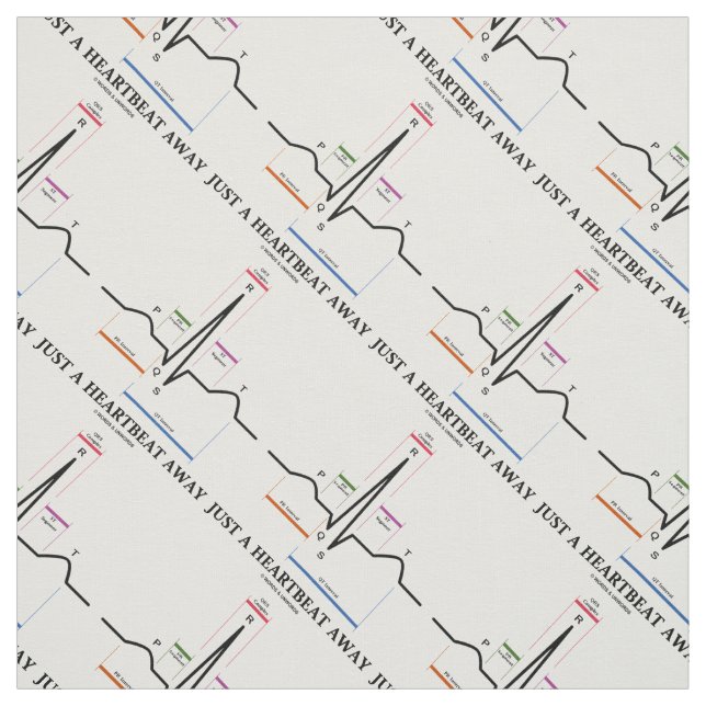 Just A Heartbeat Away Electrocardiogram EKG Humor Fabric (Swatch)