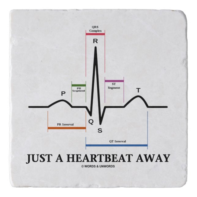 Just A Heartbeat Away Electrocardiogram EKG Humor Trivet (Front)