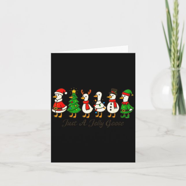 Just A Jolly Cute Goose Funny Merry Goosemas Chris Card (Front)