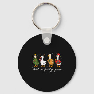 Just A Jolly Cute Goose Funny Merry Goosemas Chris Keychain